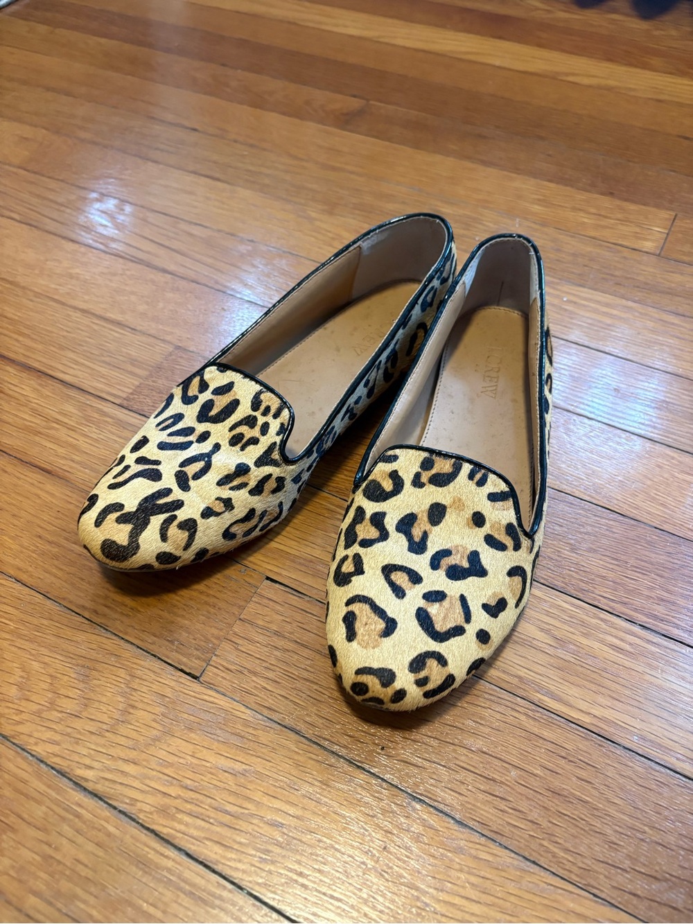 J. Crew Leopard Print Loafers in Tan and Black